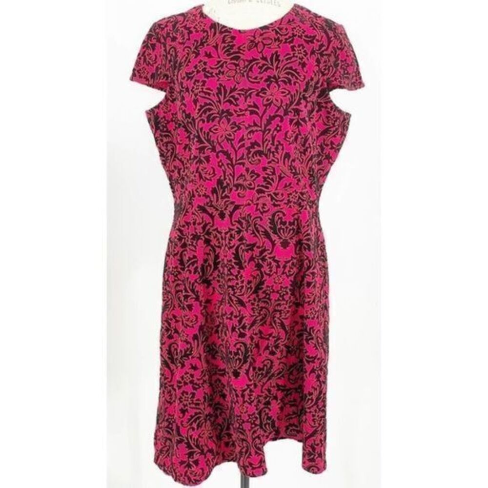 ANNE KLEIN Red Black floral plus size dress nwt